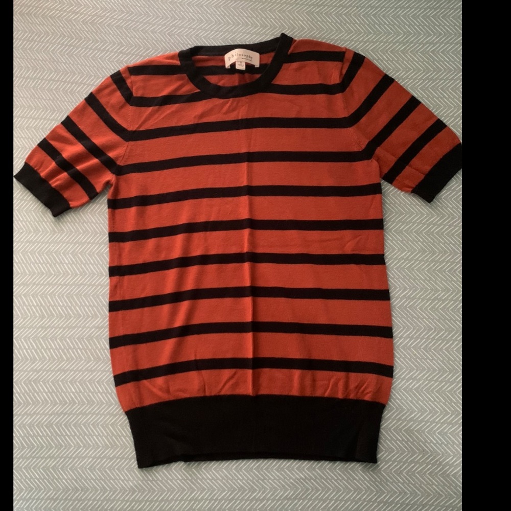 Philosophy Orange/Black Short Sleeve Sweater